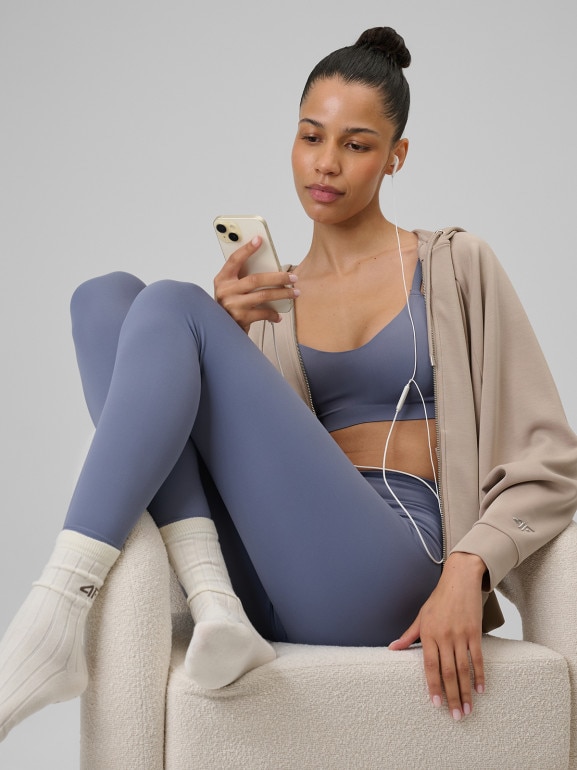 Damskie legginsy treningowe do jogi 4F 4FRSS26TFTIF536 - denim