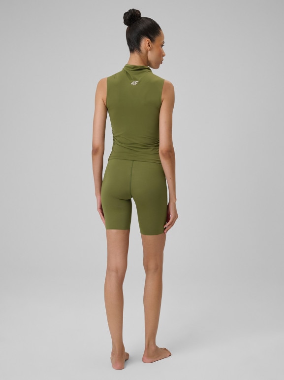 Damskie legginsy treningowe do jogi 4F 4FWSS26TFSTF073 - zielone