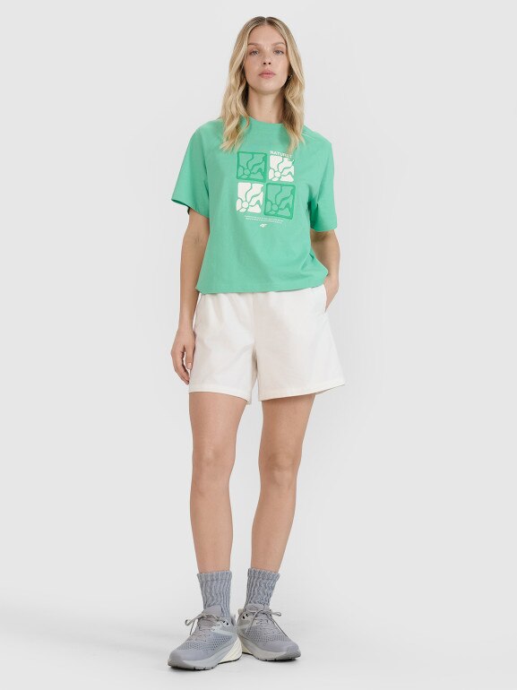 Damskie spodenki casual 4F 4FRSS25TSHOF750 - białe