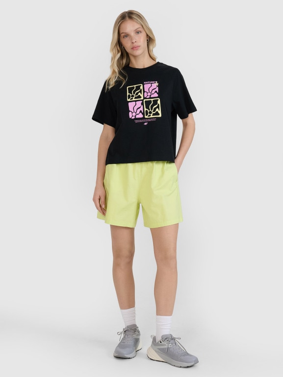 Damskie spodenki casual 4F 4FRSS25TSHOF750 - żółte