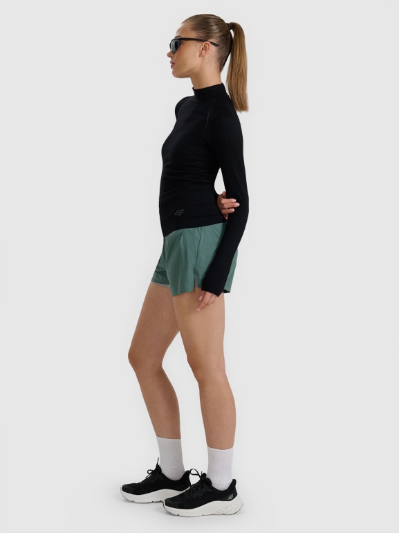Damskie spodenki do biegania 4F 4FWAW25TFSHF1031 - zielone