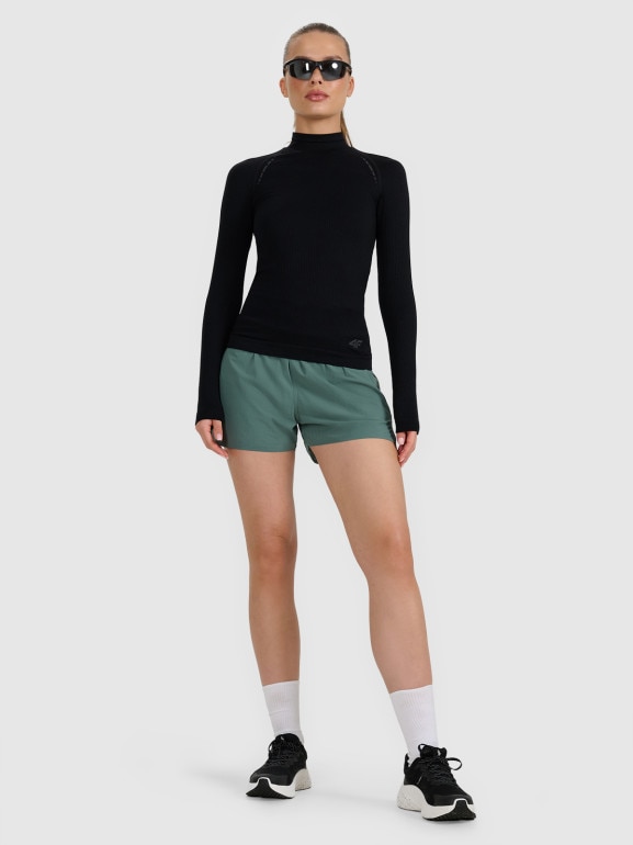 Damskie spodenki do biegania 4F 4FWAW25TFSHF1031 - zielone