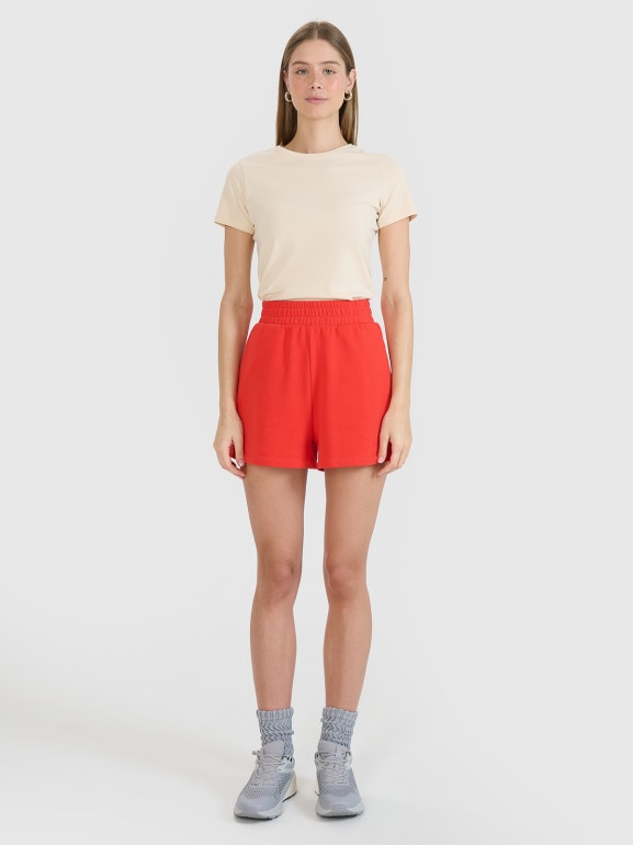 Damskie spodenki dresowe 4F 4FWMM00TSHOF542 - czerwone