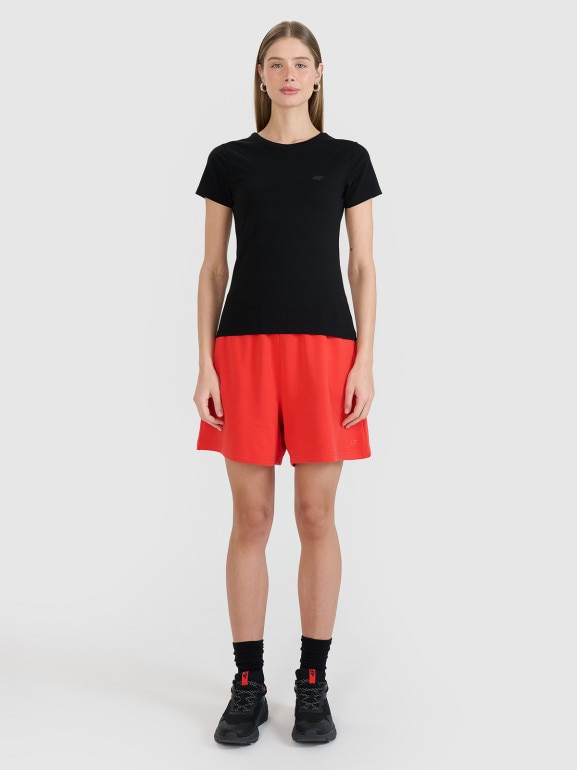 Damskie spodenki dresowe 4F 4FWMM00TSHOF771 - czerwone