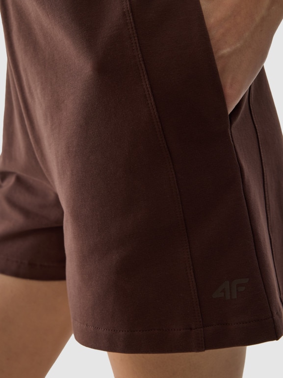 Damskie spodenki dresowe 4F 4FWSS24TSHOF350 - brązowe