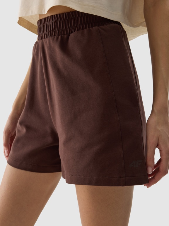 Damskie spodenki dresowe 4F 4FWSS24TSHOF350 - brązowe