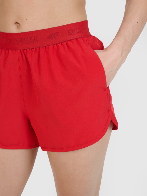 Damskie spodenki plażowe 4F 4FWSS24TSHOF323 - czerwone