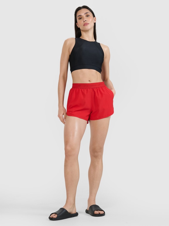 Damskie spodenki plażowe 4F 4FWSS24TSHOF323 - czerwone