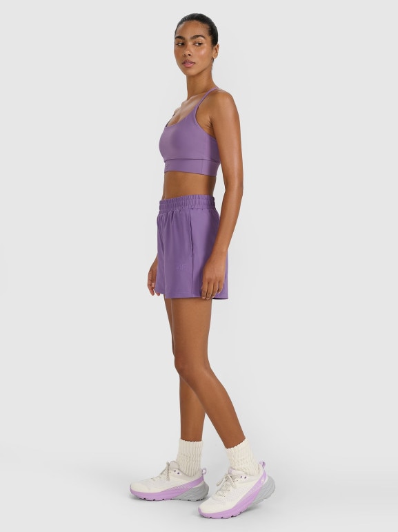 Damskie spodenki treningowe 4F 4FWAW25TFSHF1038 - fioletowe