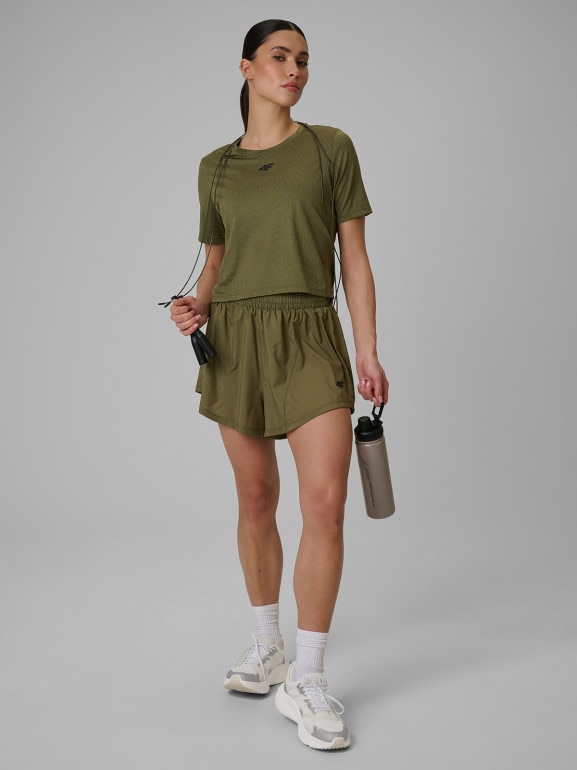 Damskie spodenki treningowe 4F 4FWSS26TFSHF1295 - khaki