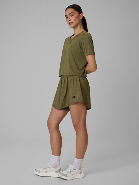 Damskie spodenki treningowe 4F 4FWSS26TFSHF1295 - khaki