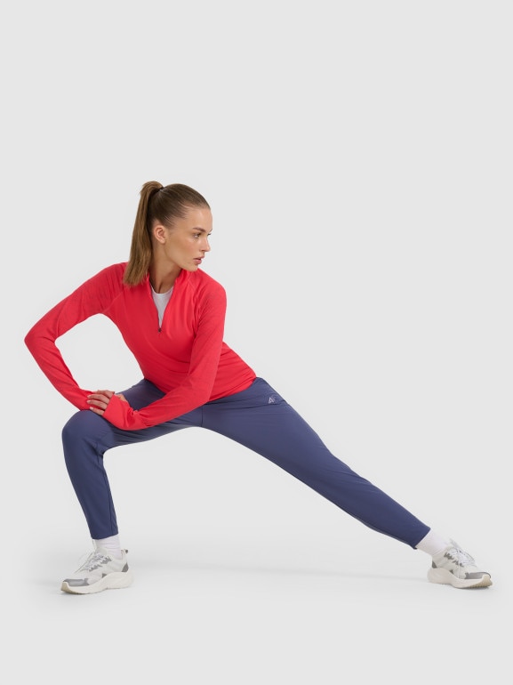 Damskie spodnie do biegania w terenie 4F 4FWAW25TFTRF0931 - niebieskie