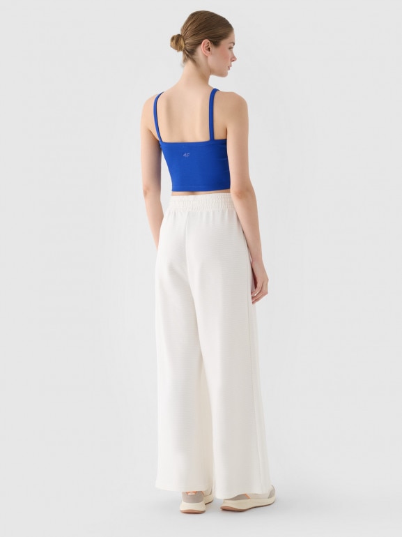 Damskie spodnie dresowe 4F 4FRSS24TTROF1331 - białe