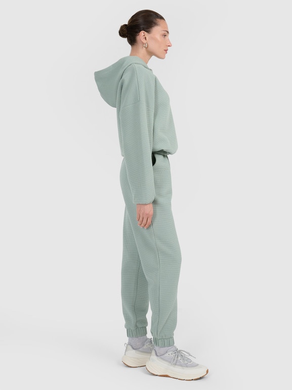 Damskie spodnie dresowe 4F 4FWAW25TTROF1184 - zielone