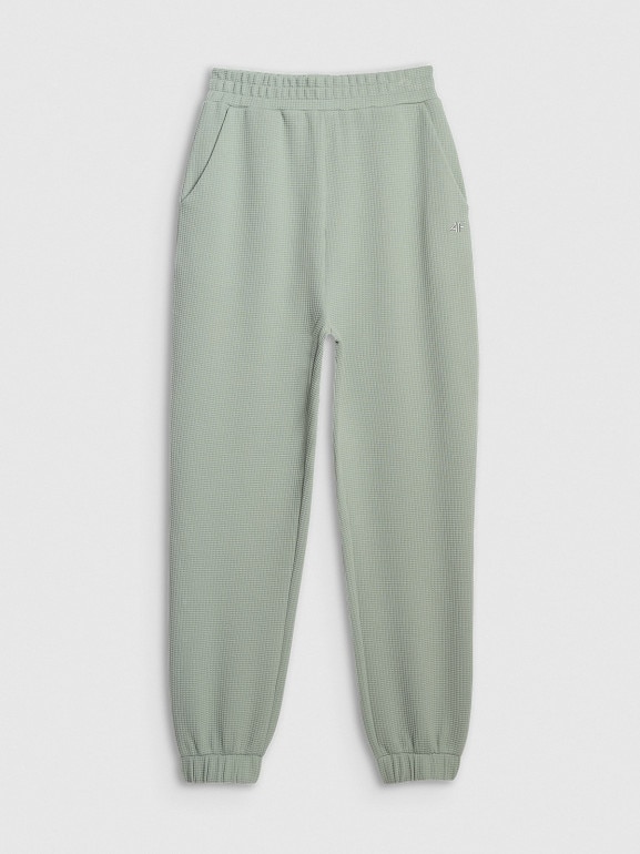 Damskie spodnie dresowe 4F 4FWAW25TTROF1184 - zielone