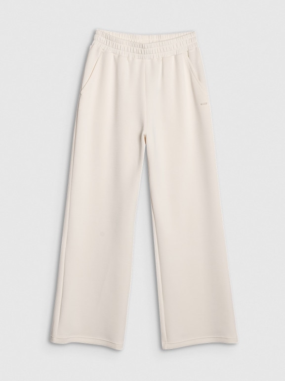 Spodnie dresowe z modalem z szerokimi nogawkami damskie - białe