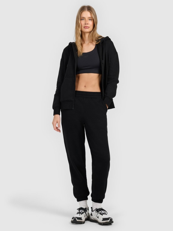 Damskie spodnie dresowe joggery 4F 4FRMM00TTROF1842 - czarne