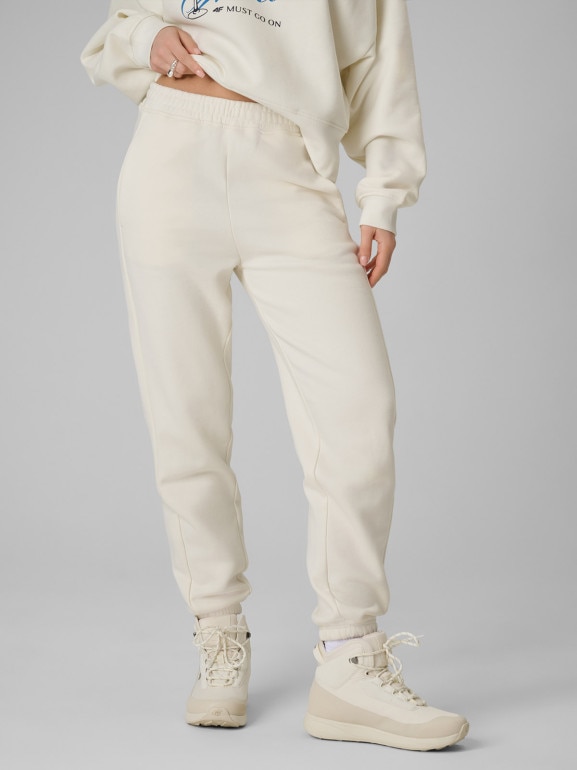Damskie spodnie dresowe joggery 4F 4FRSS26TTROF1724 - beżowe