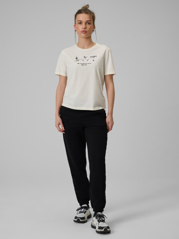 Damskie spodnie dresowe joggery 4F 4FRSS26TTROF1724 - czarne