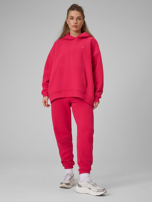 Damskie spodnie dresowe joggery 4F 4FRSS26TTROF1724 - czerwone