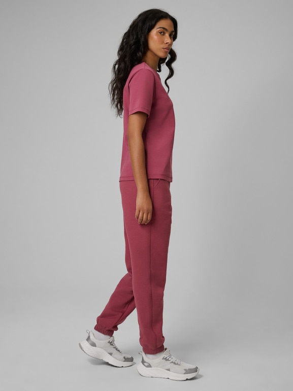 Damskie spodnie dresowe joggery 4F 4FRSS26TTROF1849 - burgundowe