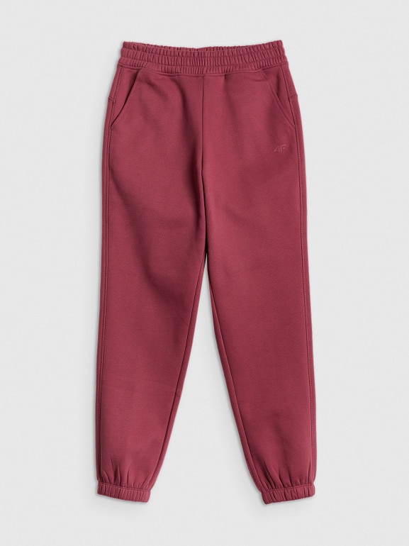 Damskie spodnie dresowe joggery 4F 4FRSS26TTROF1849 - burgundowe