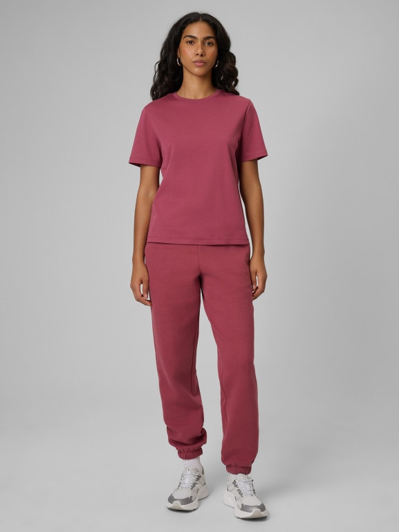 Damskie spodnie dresowe joggery 4F 4FRSS26TTROF1849 - burgundowe