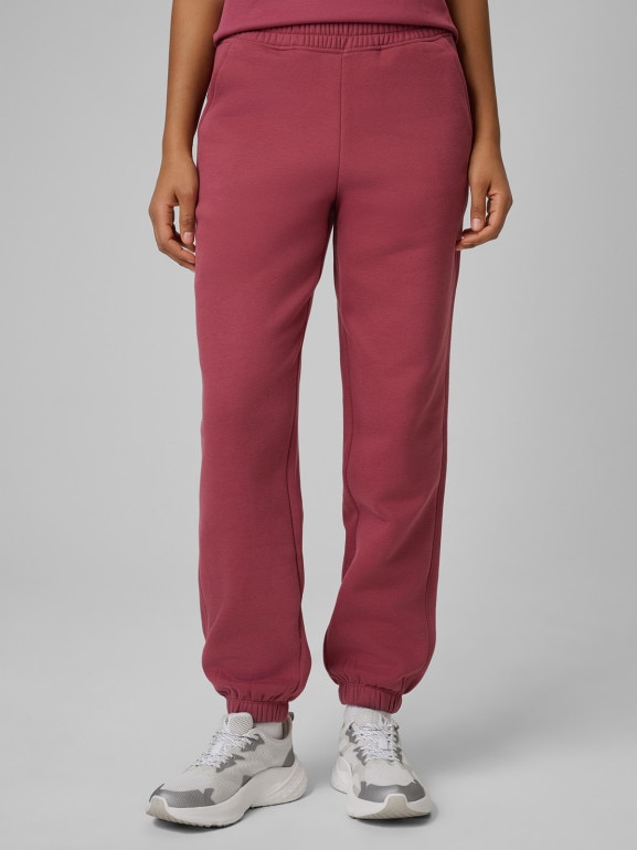 Damskie spodnie dresowe joggery 4F 4FRSS26TTROF1849 - burgundowe