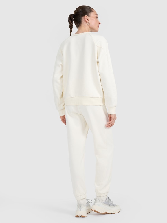 Damskie spodnie dresowe joggery 4F 4FWAW25TTROF1185 - białe