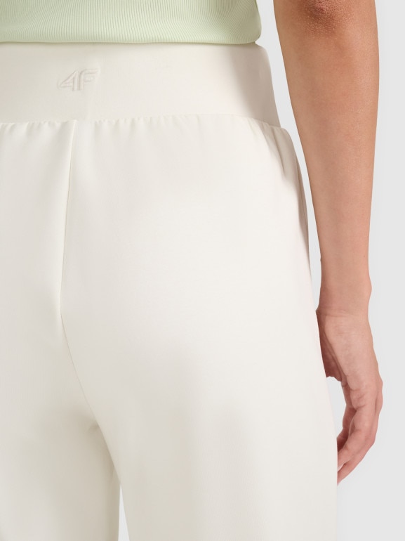 Damskie spodnie dresowe joggery 4F 4FWAW25TTROF1196 - beżowe