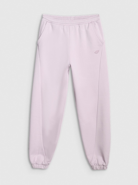 Damskie spodnie dresowe joggery 4F 4FWAW25TTROF1205 - fioletowe