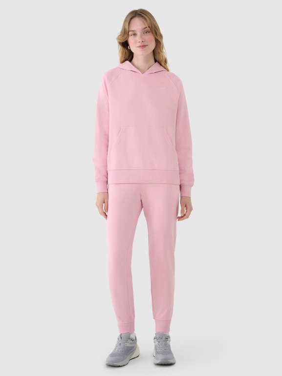 Damskie spodnie dresowe joggery 4F 4FWMM00TTROF1386 - różowe