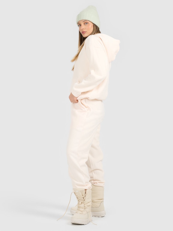 Damskie spodnie dresowe joggery polarowe 4F 4FRAW25TTROF1707 - białe 