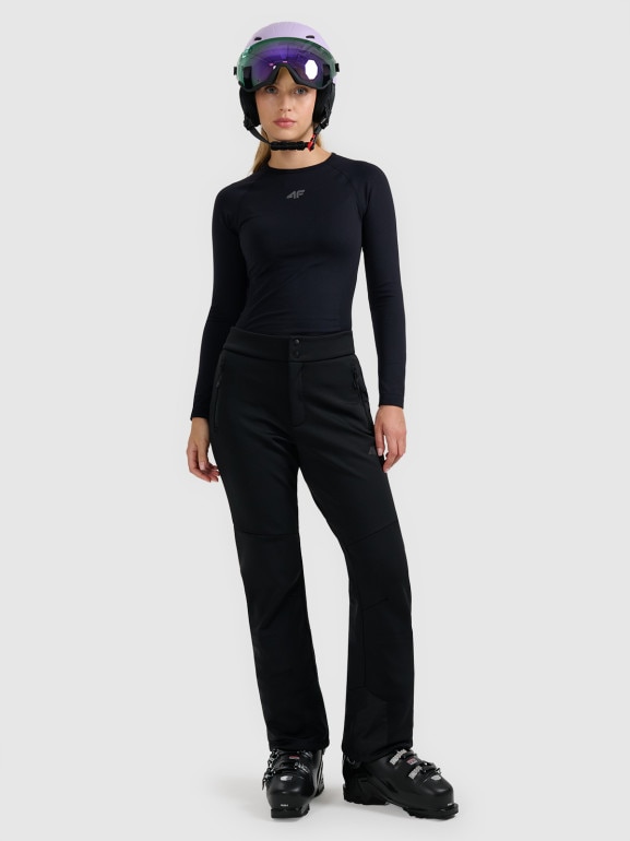 Damskie spodnie narciarskie softshell 4F 4FWAW25TFTRF0943 - czarne