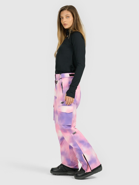 Damskie spodnie snowboardowe 4F 4FWAW25TFTRF1220 - multikolor