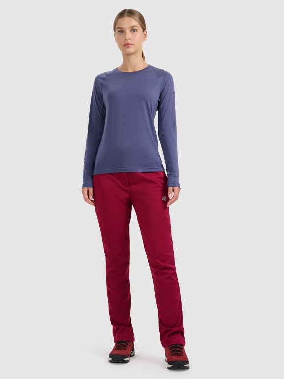 Damskie spodnie softshellowe 4F 4FRAW25TFTRF1236 - czerwone