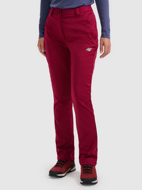 Damskie spodnie softshellowe 4F 4FRAW25TFTRF1236 - czerwone