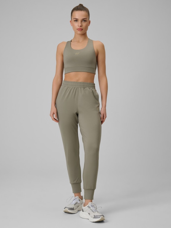 Damskie spodnie treningowe 4F 4FWSS26TFTRF1074 - khaki