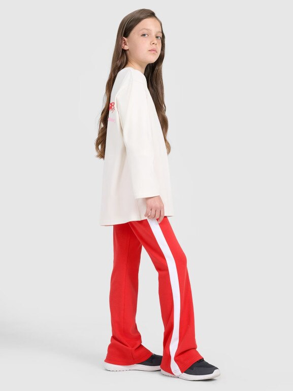 Dziewczęcy longsleeve z nadrukiem 4F 4FJRAW25TLONF589 - biały