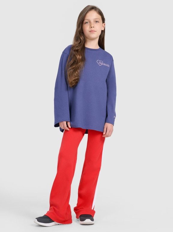 Dziewczęcy longsleeve z nadrukiem 4F 4FJRAW25TLONF589 - granatowy