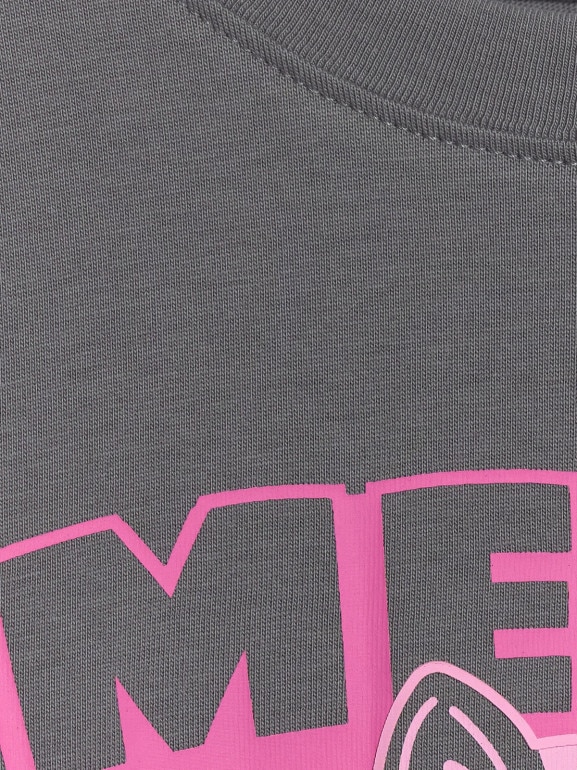 Dziewczęcy longsleeve z nadrukiem 4F 4FJRAW25TLONF591 - szary