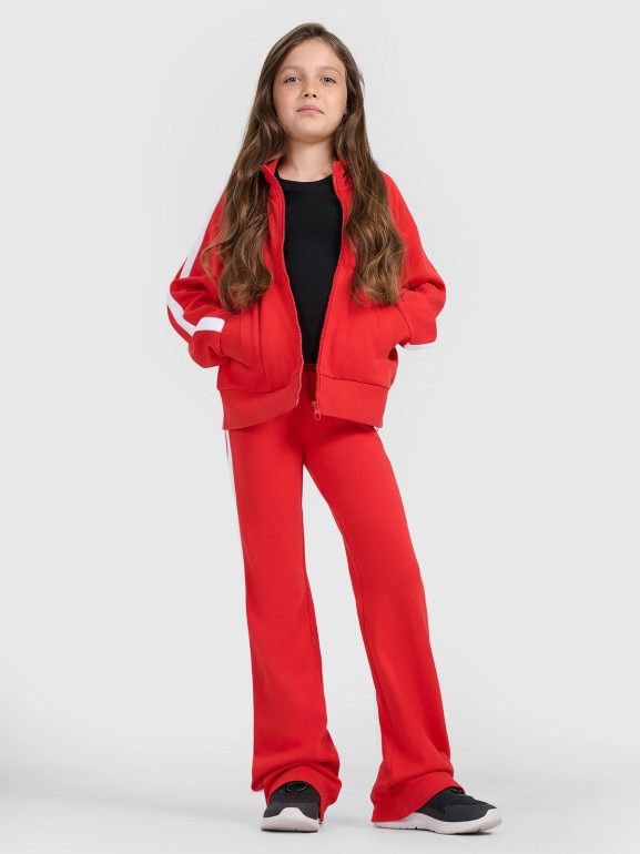 Dziewczęcy longsleeve bez nadruku 4F 4FJRAW25TLONF603 - biały