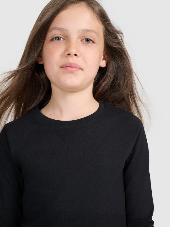 Dziewczęcy longsleeve bez nadruku 4F 4FJRAW25TLONF603 - biały