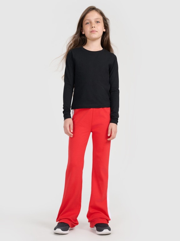 Dziewczęcy longsleeve bez nadruku 4F 4FJRAW25TLONF603 - biały