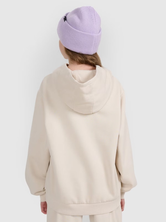 Dziewczęca bluza nierozpinana z kapturem 4F 4FJRAW25TSWSF2294 - biała