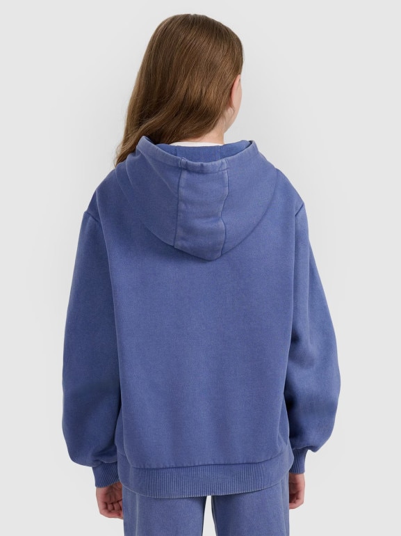 Dziewczęca bluza nierozpinana z kapturem 4F 4FJRAW25TSWSF2294 - niebieska