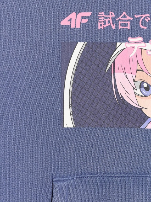 Dziewczęca bluza nierozpinana z kapturem 4F 4FJRAW25TSWSF2294 - niebieska