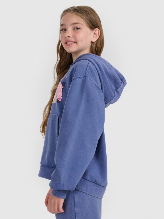 Dziewczęca bluza nierozpinana z kapturem 4F 4FJRAW25TSWSF2294 - niebieska