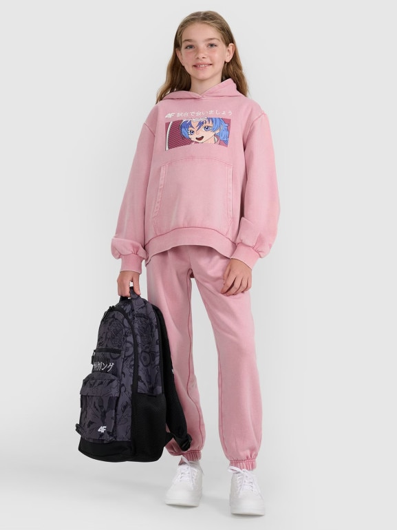 Dziewczęca bluza nierozpinana z kapturem 4F 4FJRAW25TSWSF2294 - różowa