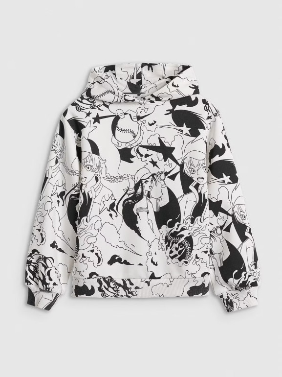 Dziewczęca bluza nierozpinana z kapturem 4F 4FJRAW25TSWSF2348 - biała